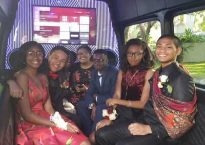 School kids on bus ready for dance