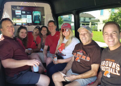 Friends on bus tailgating