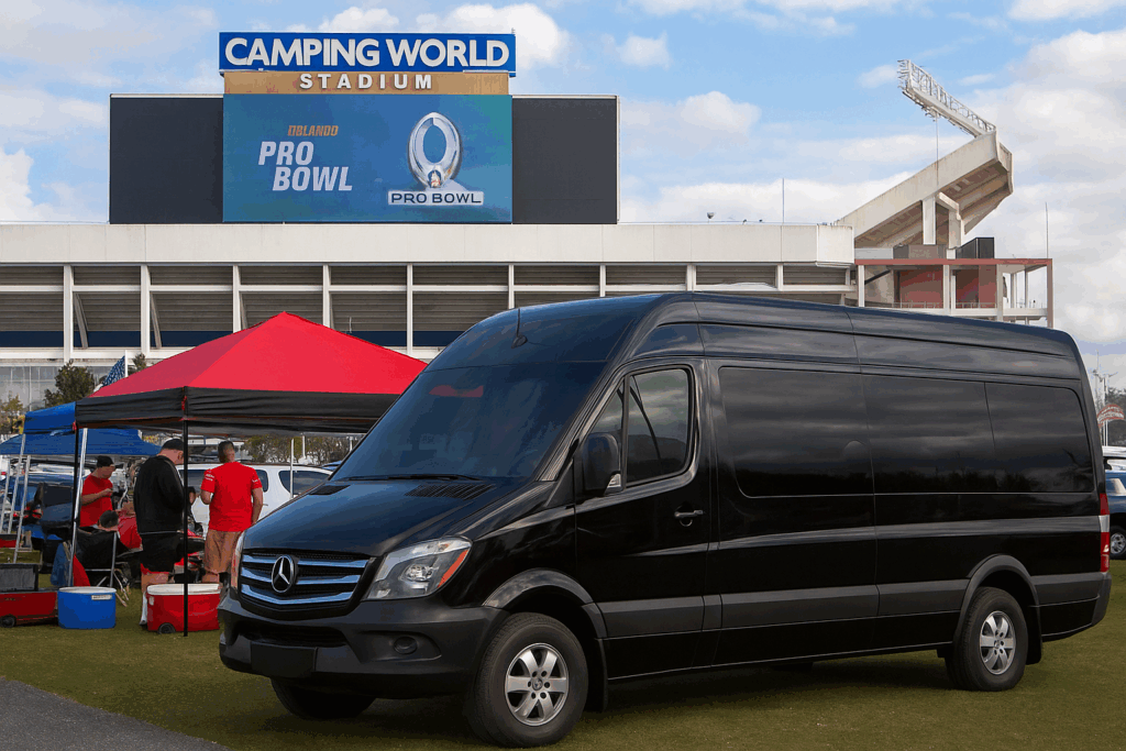 Camping World Stadium transporation by Elite Party Bus And Limo Orlando.